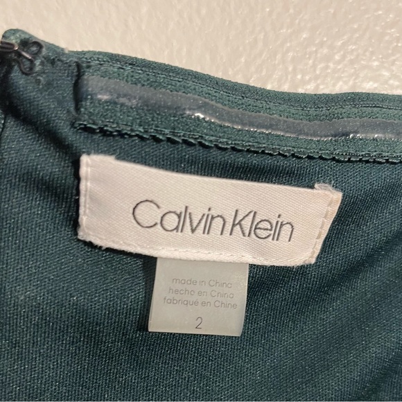 Calvin Klein Off The Shoulder Sheath Dress, Size 2 (US) Deep Sea Green - Picture 2 of 9
